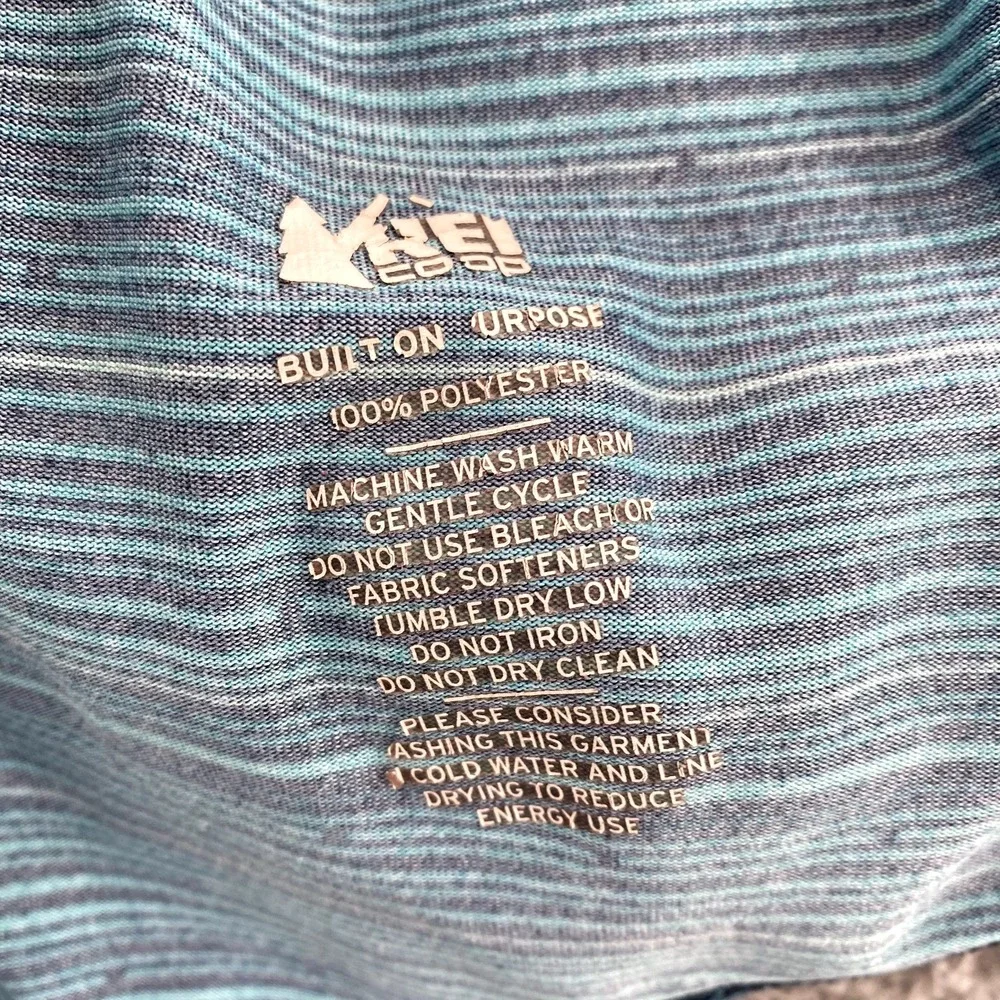 REI Top Women's Large Blue Striped 1/4 Pullover Zip Sportswear Hiking Athleisure
